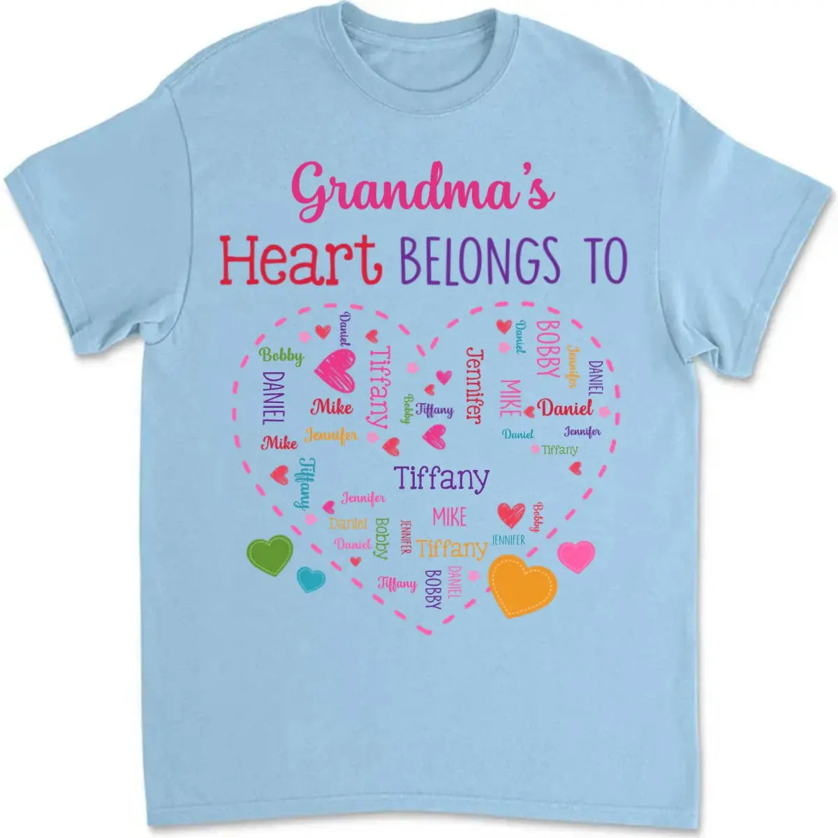 Grandma - Heart Belongs To - Personalized Unisex T-shirt (LH) Shirts & Tops The Next Custom Gift