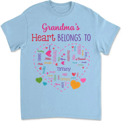 Grandma - Heart Belongs To - Personalized Unisex T-shirt (LH) Shirts & Tops The Next Custom Gift