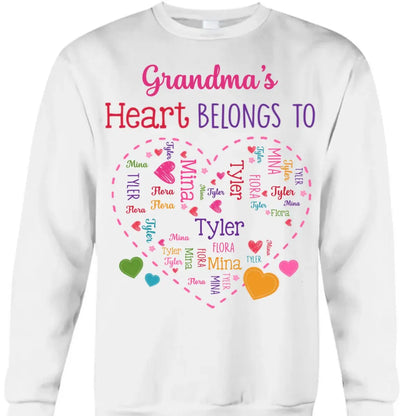 Grandma - Heart Belongs To - Personalized Unisex T-shirt (LH) Shirts & Tops The Next Custom Gift