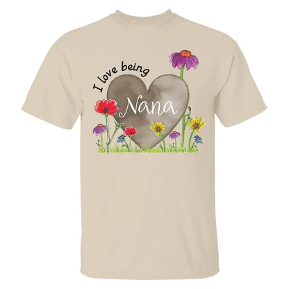 Grandma - I Love Being Grandma Heart Flower - Personalized Unisex T-shirt (LH) Shirts & Tops The Next Custom Gift