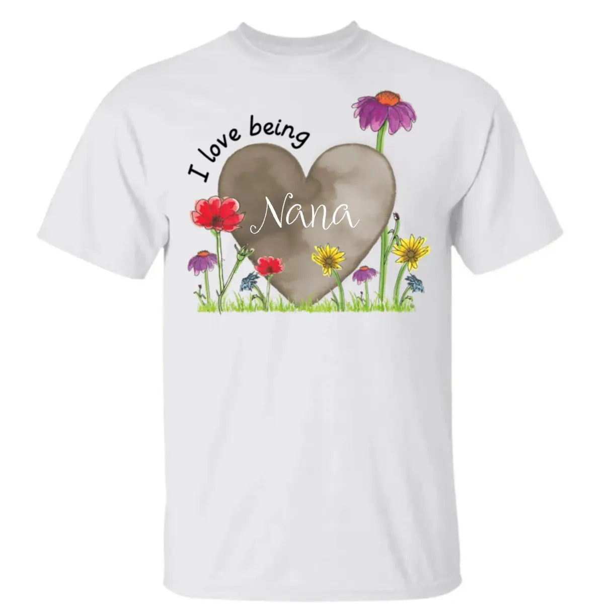 Grandma - I Love Being Grandma Heart Flower - Personalized Unisex T-shirt (LH) Shirts & Tops The Next Custom Gift