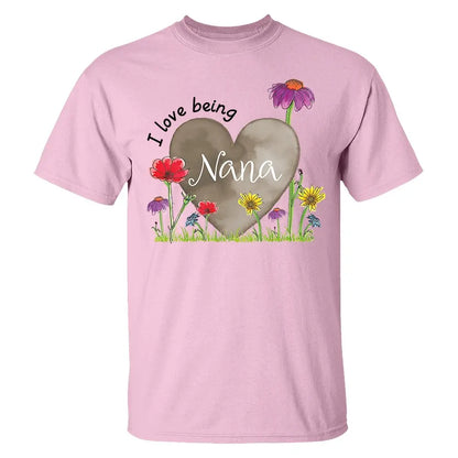 Grandma - I Love Being Grandma Heart Flower - Personalized Unisex T-shirt (LH) Shirts & Tops The Next Custom Gift