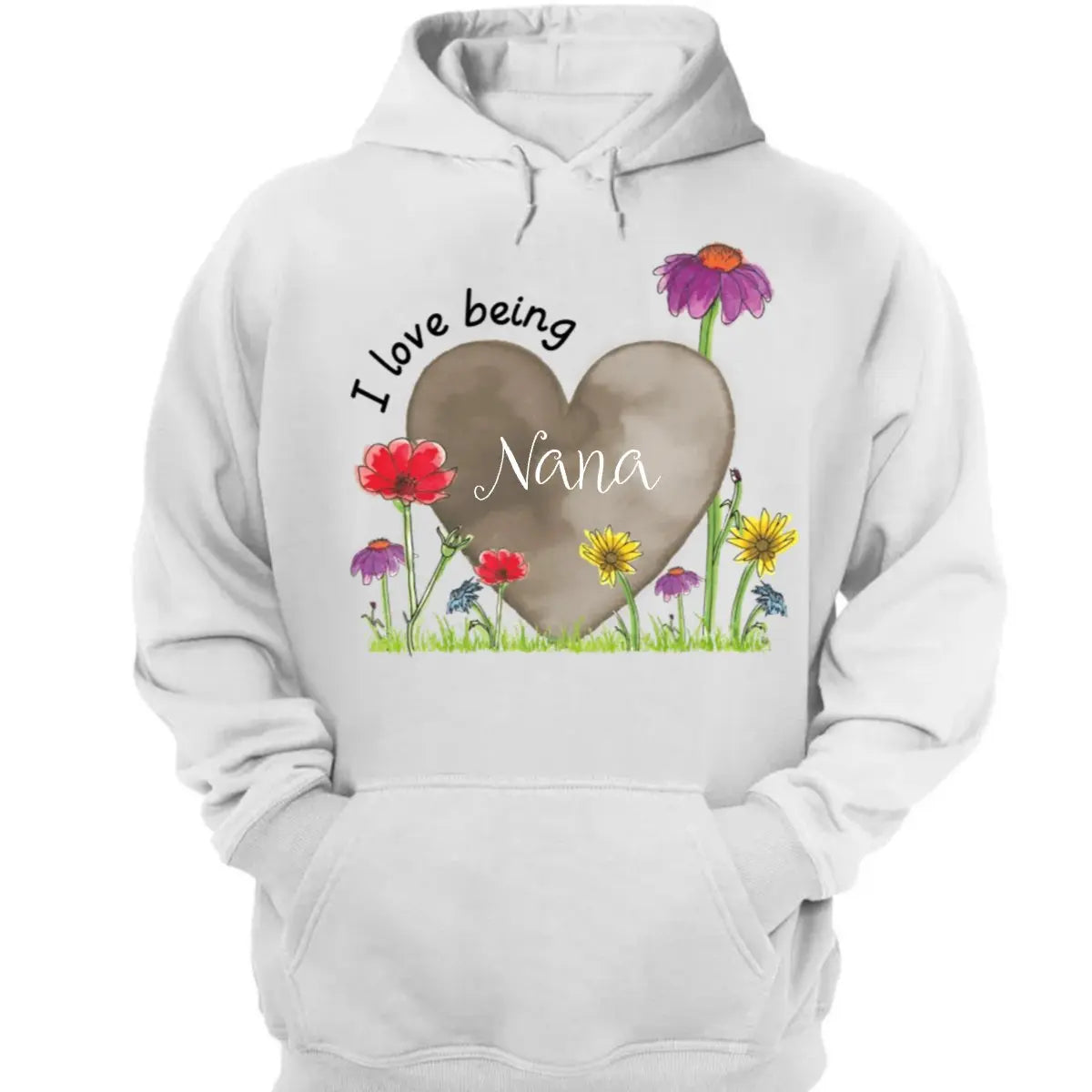 Grandma - I Love Being Grandma Heart Flower - Personalized Unisex T-shirt (LH) Shirts & Tops The Next Custom Gift