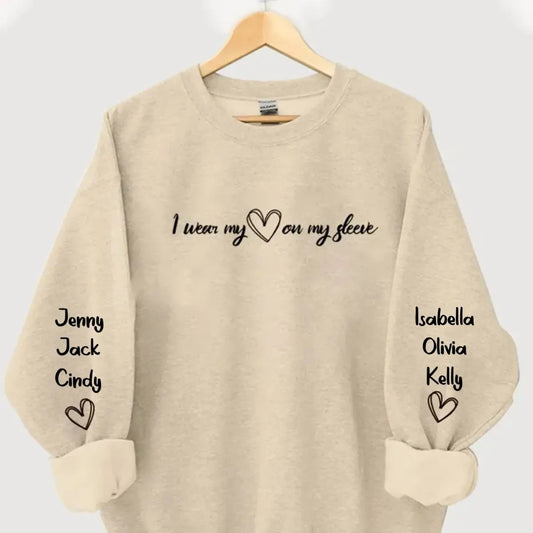 Grandma - I Wear My Heart on My Sleeve - Personalized Sweatshirt (VT) Shirts & Tops The Next Custom Gift