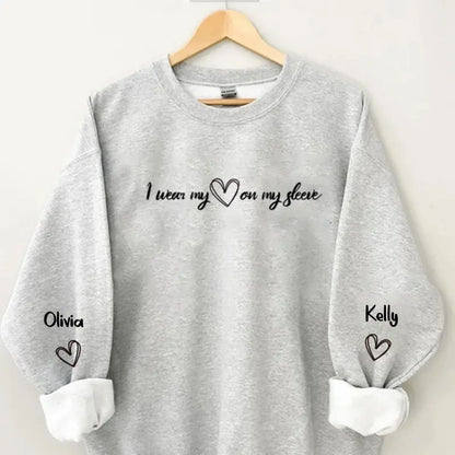 Grandma - I Wear My Heart on My Sleeve - Personalized Sweatshirt (VT) Shirts & Tops The Next Custom Gift