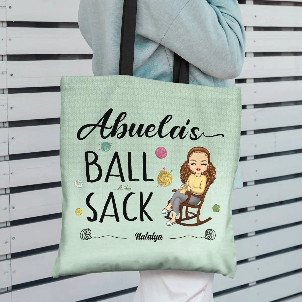 Grandma - Knitting Ball Sack - Gift For Grandma And Mother - Personalized Zippered Canvas Bag Canvas Bag The Next Custom Gift