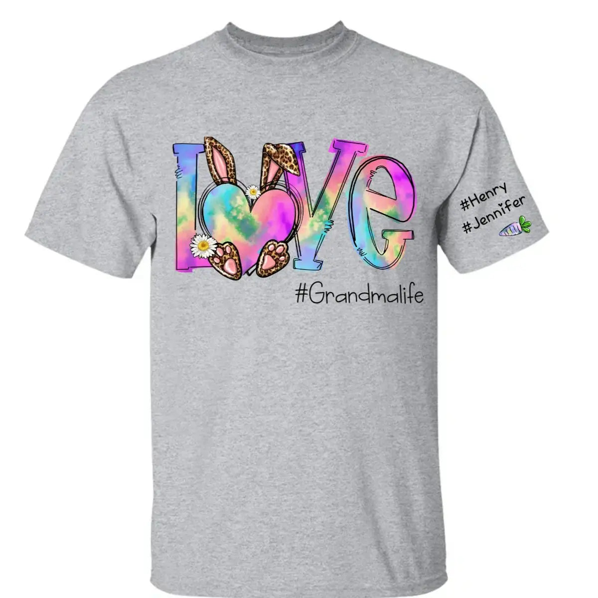 Grandma - Love Grandma Life Rainbow Easter Bunny And Kids Carrot - Personalized Unisex T-shirt (VT) Shirts & Tops The Next Custom Gift