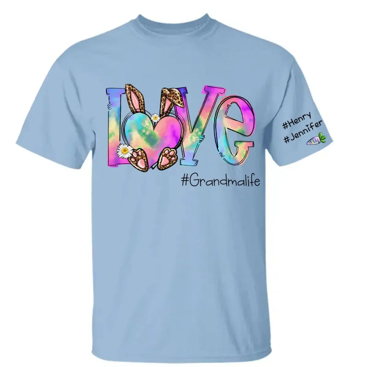 Grandma - Love Grandma Life Rainbow Easter Bunny And Kids Carrot - Personalized Unisex T-shirt (VT) Shirts & Tops The Next Custom Gift