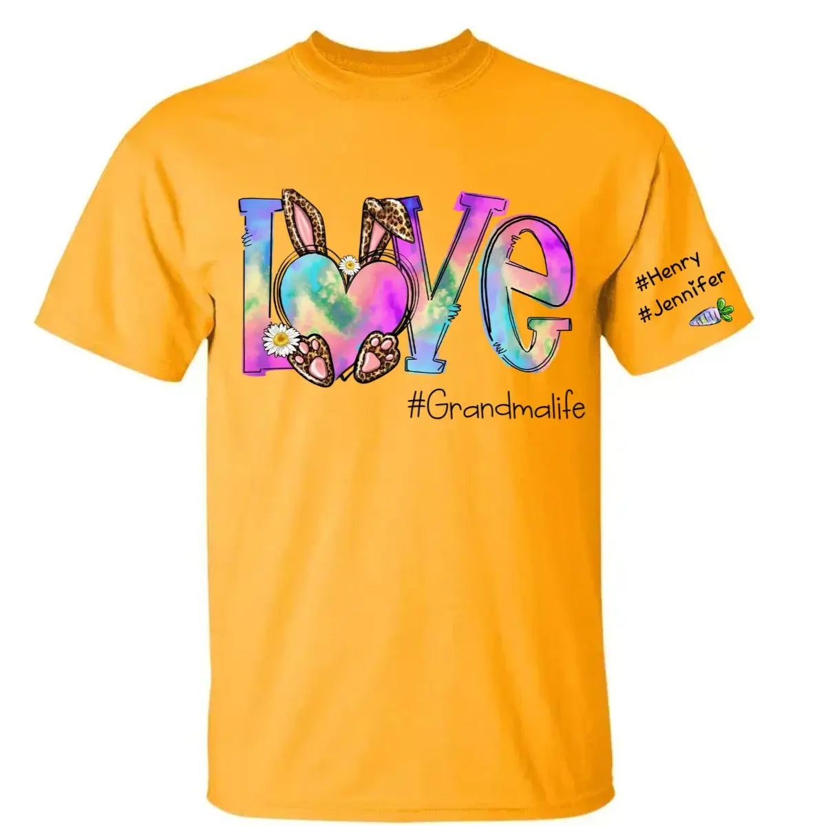 Grandma - Love Grandma Life Rainbow Easter Bunny And Kids Carrot - Personalized Unisex T-shirt (VT) Shirts & Tops The Next Custom Gift