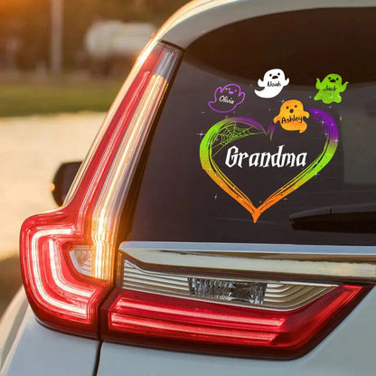 Grandma Mom Boo Flying Heart Personalized Decal, Halloween Decor Decal The Next Custom Gift