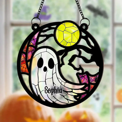 Grandma Mom Family Boo Crew Personalized Suncatcher, Halloween Decor Hanging Suncatcher Ornament The Next Custom Gift