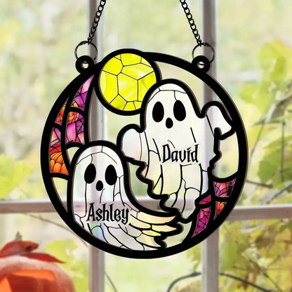 Grandma Mom Family Boo Crew Personalized Suncatcher, Halloween Decor Hanging Suncatcher Ornament The Next Custom Gift