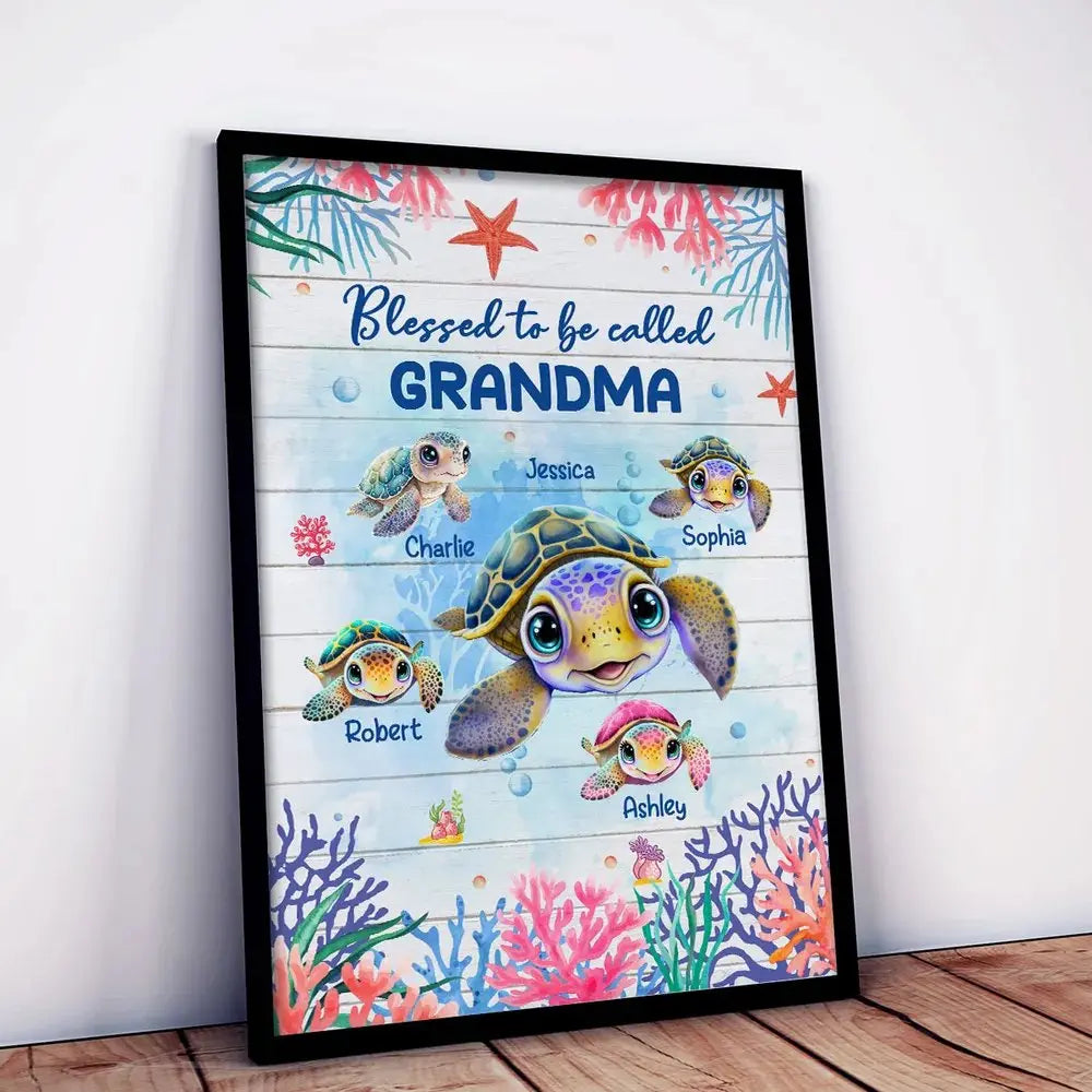 Grandma Mom Turtle Personalized Poster, Mother's Day Gift  The Next Custom Gift