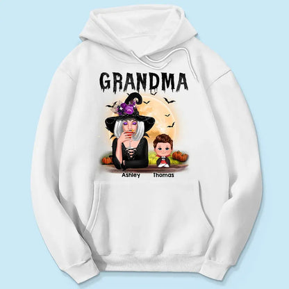 Grandma Mom Witch With Grandkids Halloween Personalized Shirt Shirts & Tops The Next Custom Gift