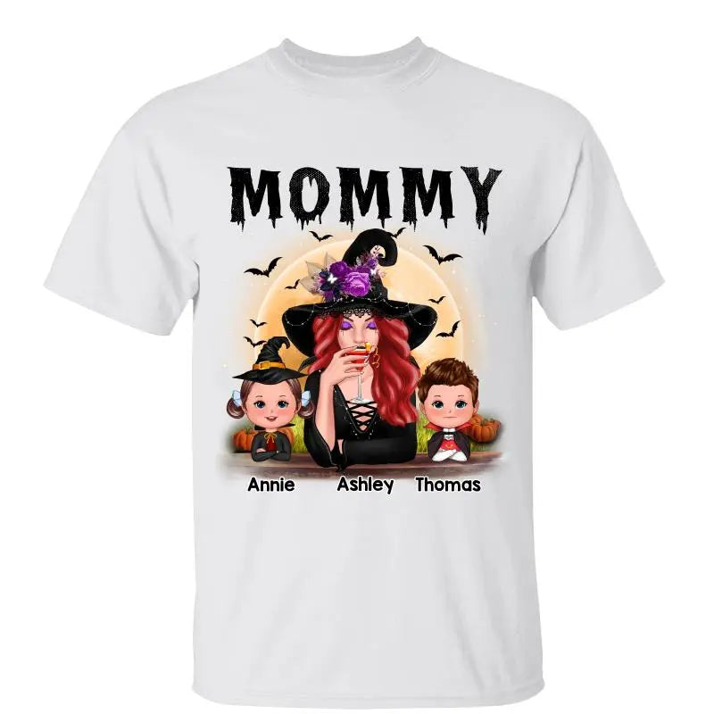 Grandma Mom Witch With Grandkids Halloween Personalized Shirt Shirts & Tops The Next Custom Gift