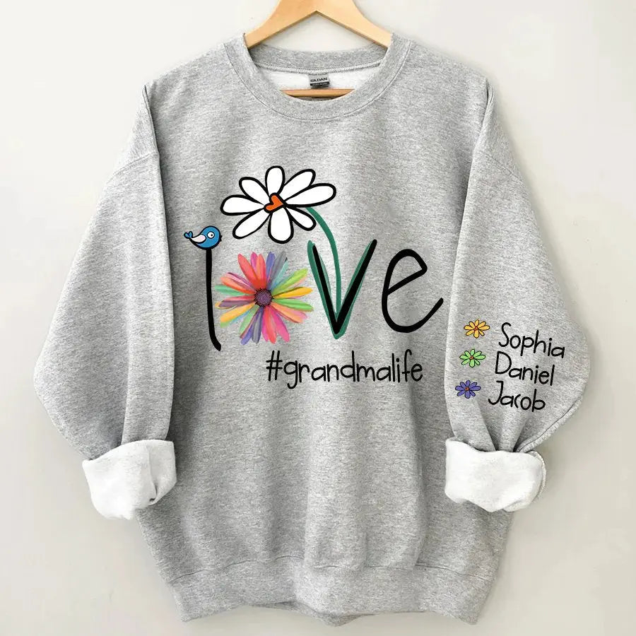 Grandma - Personalized Love Grandma Life Flower - Personalized Sweatshirt (VT)  The Next Custom Gift