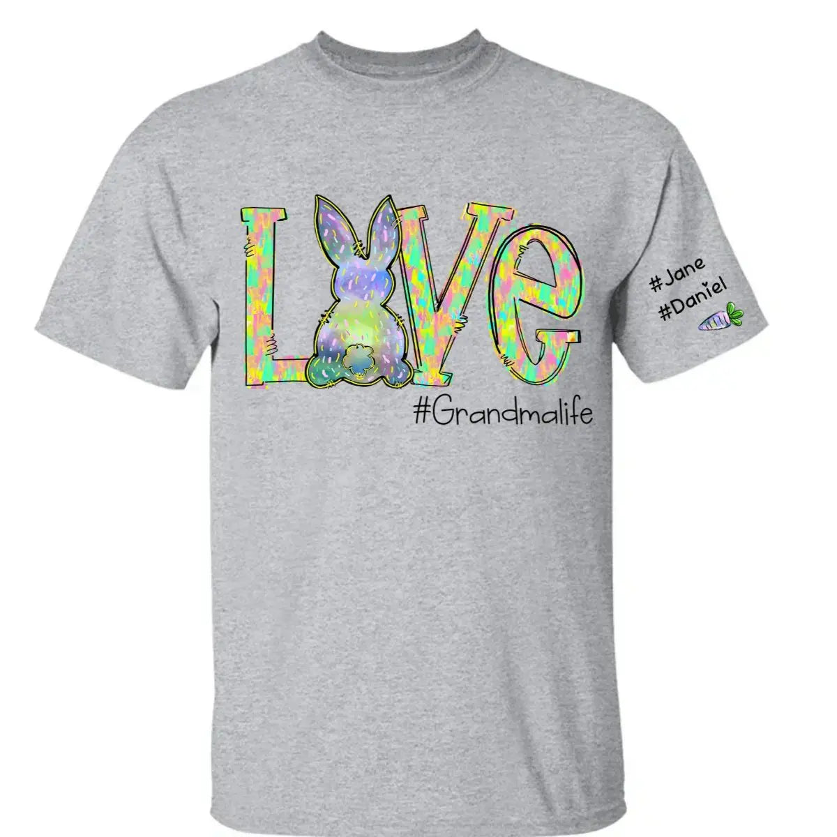 Grandma - Personalized Love Grandma Life Rainbow Easter Egg Bunny And Kids Carrot - Personalized Unisex T-shirt (VT) T-shirt The Next Custom Gift