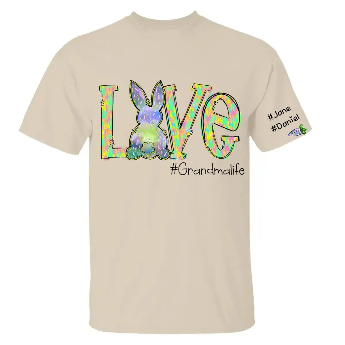 Grandma - Personalized Love Grandma Life Rainbow Easter Egg Bunny And Kids Carrot - Personalized Unisex T-shirt (VT) T-shirt The Next Custom Gift