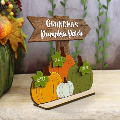 Grandma Pumpkin Patch Fall Season Personalized Standing Wooden Plaque Standing Wooden Plaque The Next Custom Gift