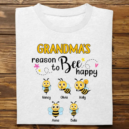 Grandma - Reasons To Be Happy - Personalized Unisex T-shirt T-shirt The Next Custom Gift