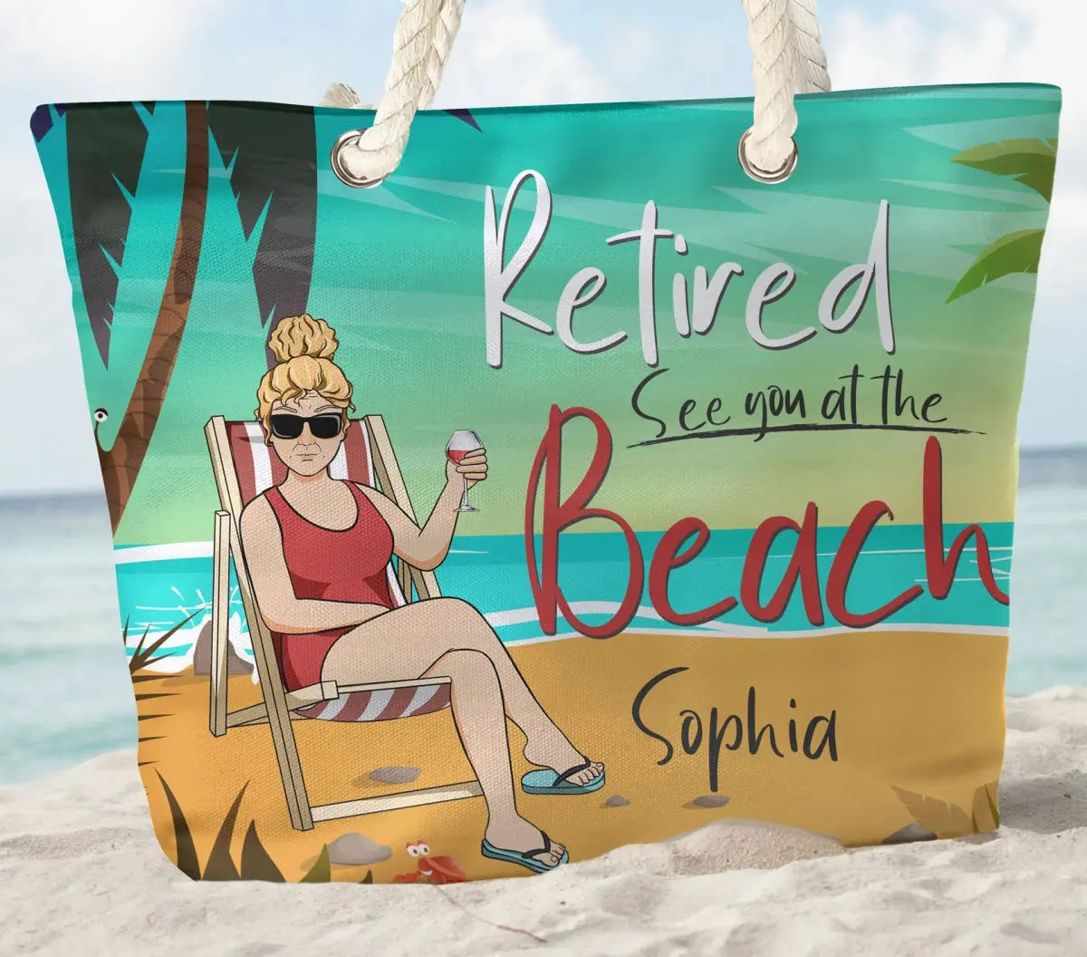 Grandma - Retired See You At The Beach - Personalized Beach Bag  The Next Custom Gift