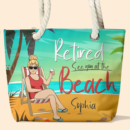 Grandma - Retired See You At The Beach - Personalized Beach Bag  The Next Custom Gift