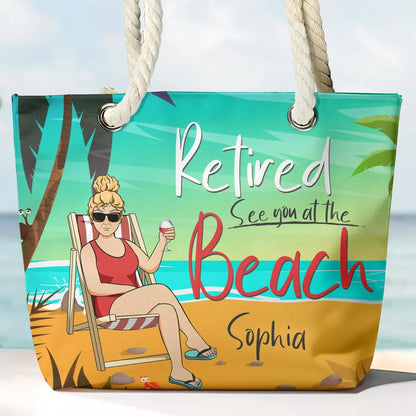 Grandma - Retired See You At The Beach - Personalized Beach Bag  The Next Custom Gift