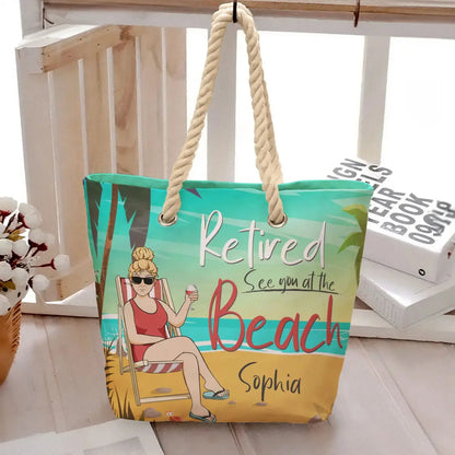 Grandma - Retired See You At The Beach - Personalized Beach Bag  The Next Custom Gift