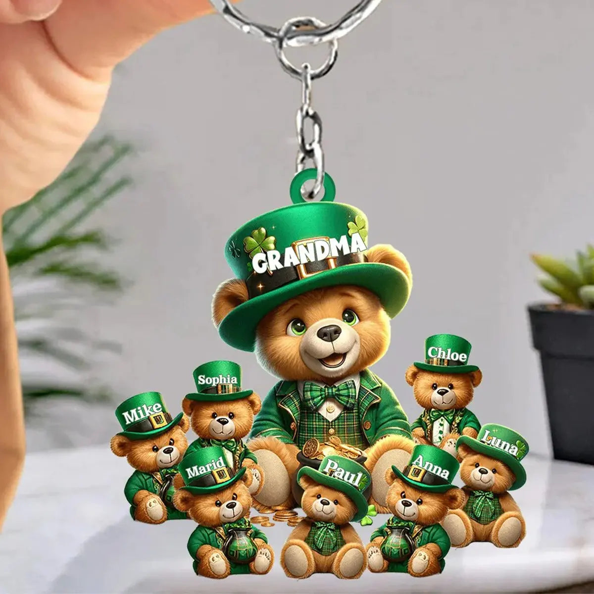 Grandma  - Saint Patrick Day Personalized Bear Grandma - Personalized Keychain (VT) Keychain The Next Custom Gift