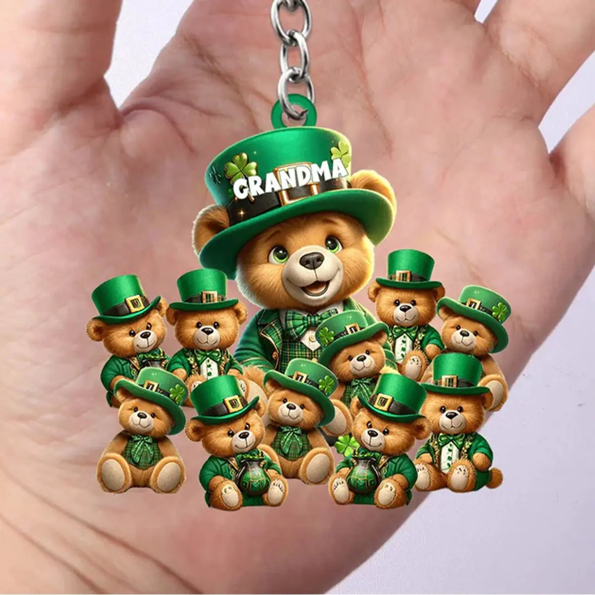 Grandma  - Saint Patrick Day Personalized Bear Grandma - Personalized Keychain (VT) Keychain The Next Custom Gift