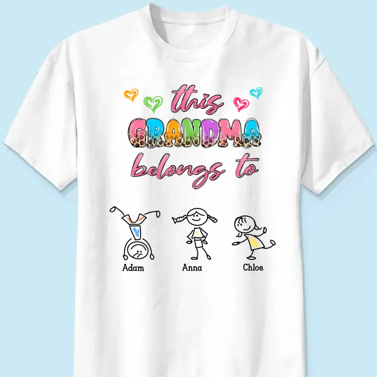 Grandma - This Grandma Belongs To Colorful Half Leopard Drawing - Personalized Shirt The Next Custom Gift