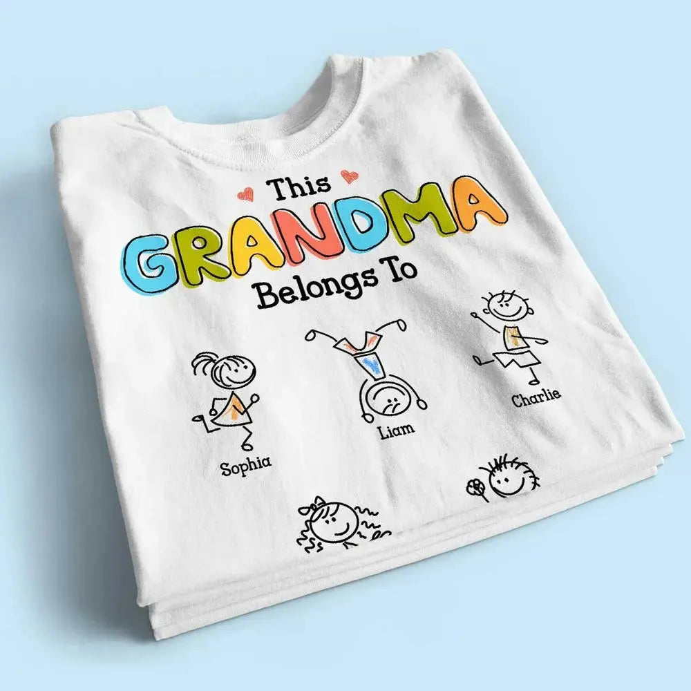 Grandma - This Grandma Belongs To Drawing - Personalized Shirt Shirts & Tops The Next Custom Gift