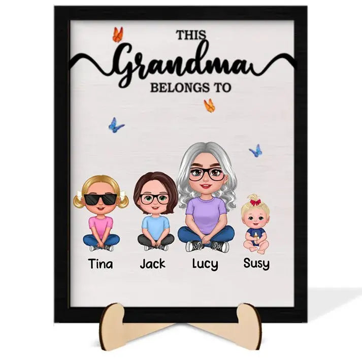 Grandma - This Grandma Belongs To - Personalized 2-Layer Wooden Plaque Wooden Plaque The Next Custom Gift