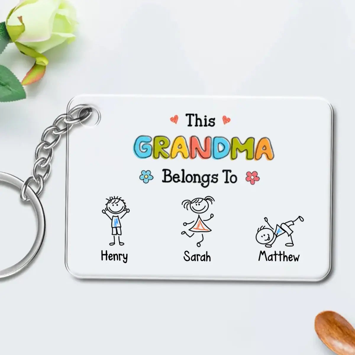 Grandma - This Grandma Belongs To - Personalized Acrylic Keychain Keychain The Next Custom Gift