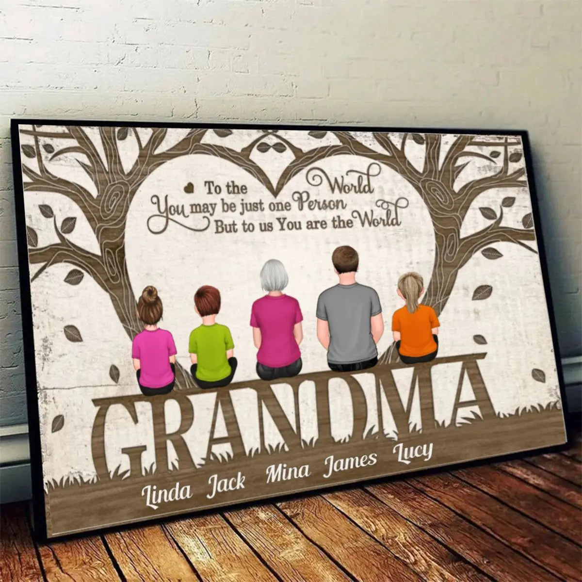 Grandma - You Are The World Back View - Personalized Horizontal Poster Poster The Next Custom Gift