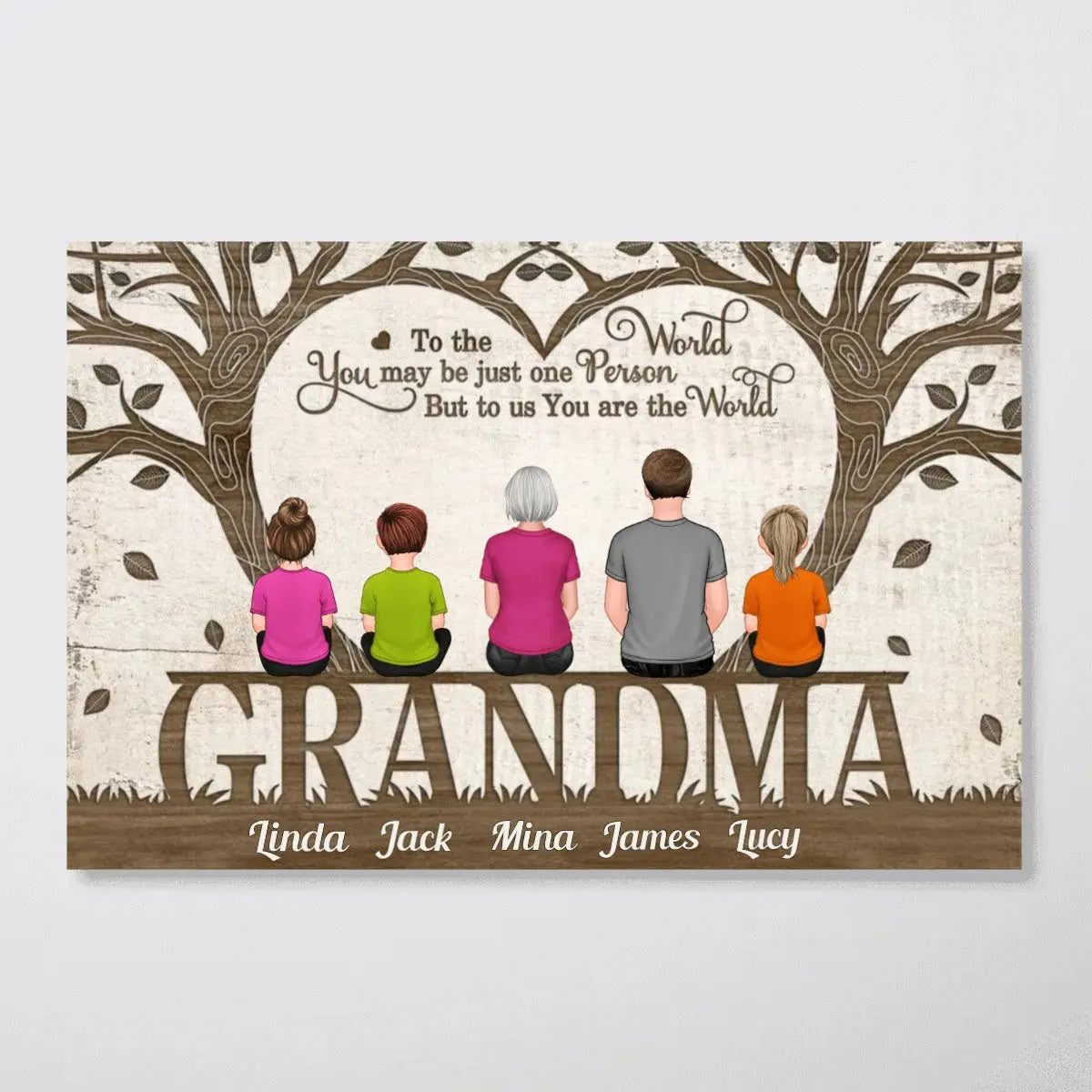 Grandma - You Are The World Back View - Personalized Horizontal Poster Poster The Next Custom Gift