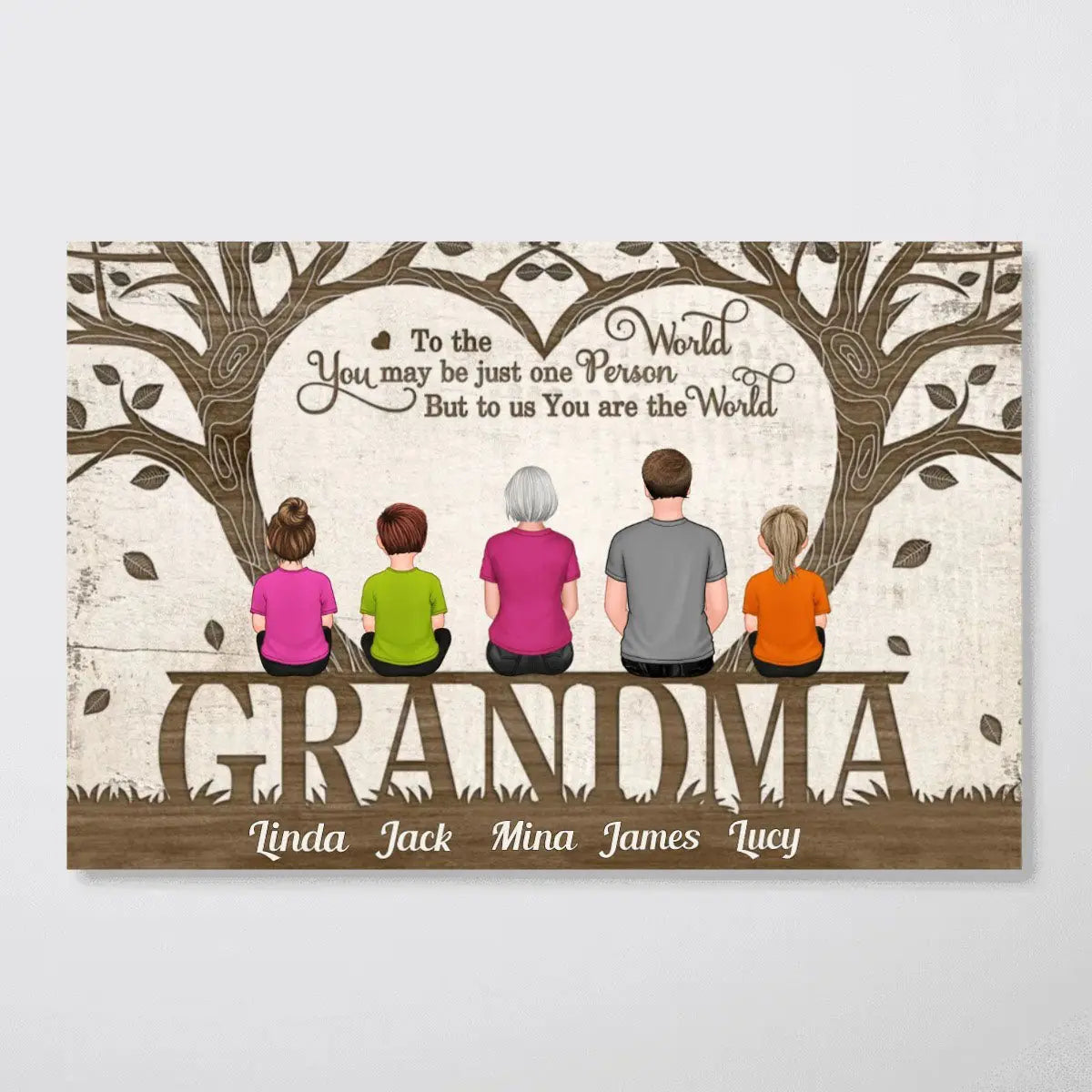 Grandma - You Are The World Back View - Personalized Horizontal Poster Poster The Next Custom Gift