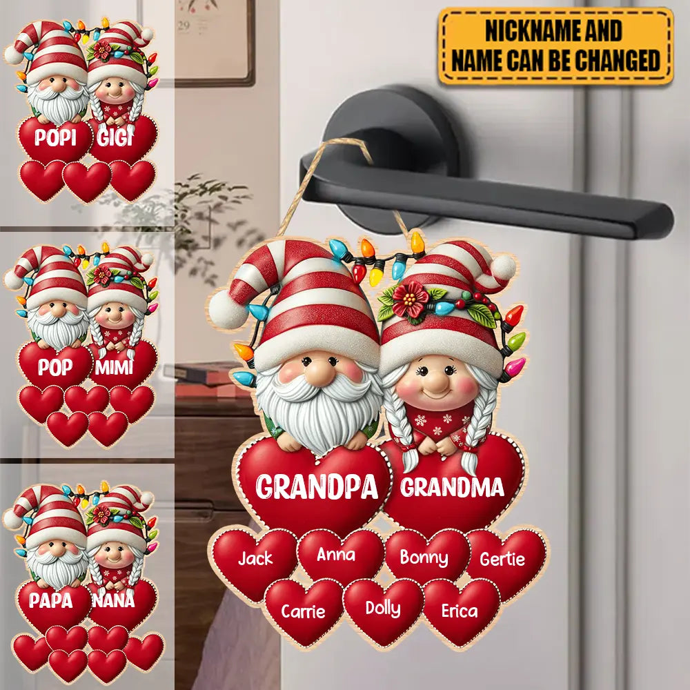 Grandma & Grandpa Mom & Dad With Heart Kids Personalized Shape Wooden Sign ornament The Next Custom Gift