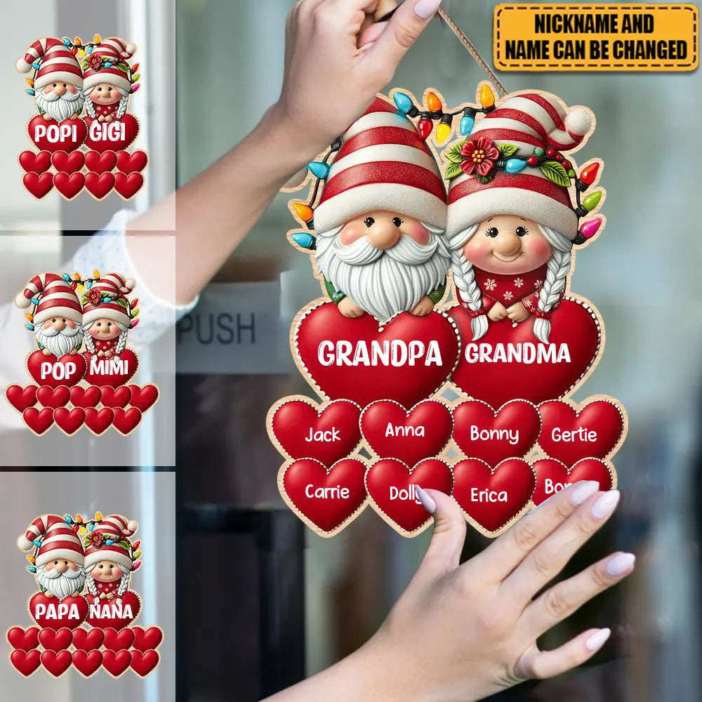 Grandma & Grandpa Mom & Dad With Heart Kids Personalized Shape Wooden Sign ornament The Next Custom Gift