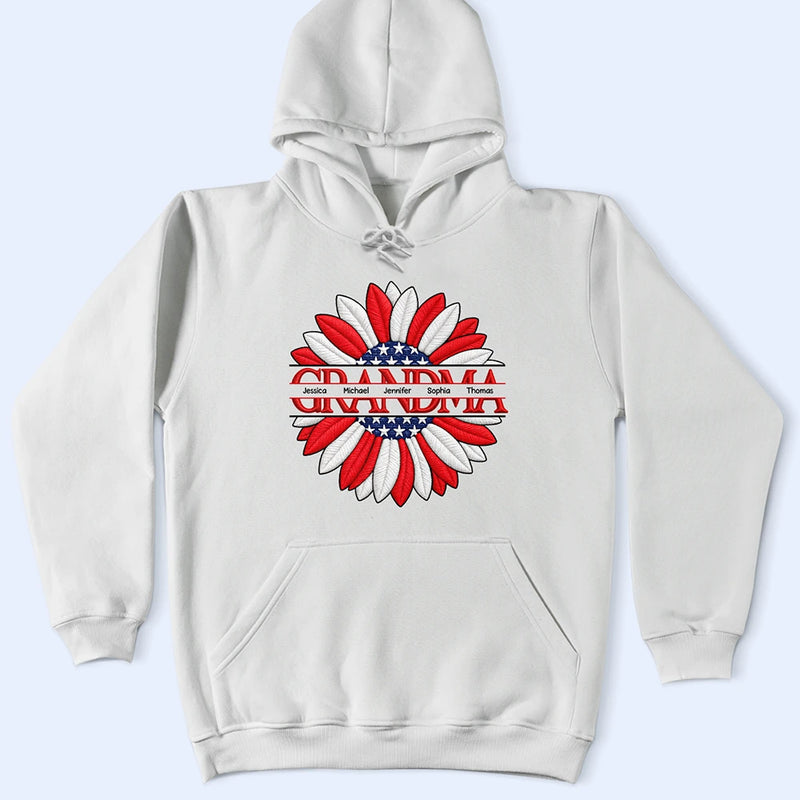 Grandma Mommy We Love You Embroidery Effect Prints - Personalized T Shirt