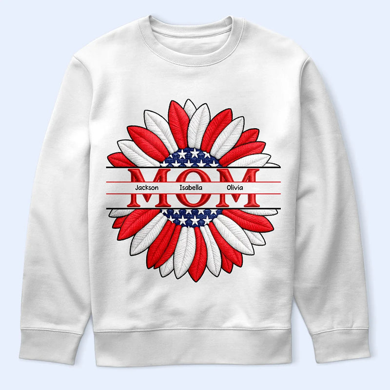 Grandma Mommy We Love You Embroidery Effect Prints - Personalized T Shirt