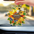 Grandma's Love Bugs Stained Glass Effect - Personalized Acrylic Car Hanger