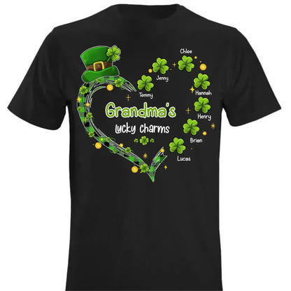 Grandma's Lucky Charms Shamrock St. Patrick's Day - Personalized T-Shirt - Gift for Grandma Shirts & Tops The Next Custom Gift