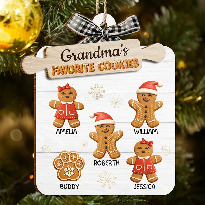 Grandma's Favorite Cookies 3D Effect - Personalized Wooden Ornament