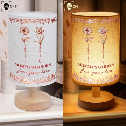 Grandma's Garden Birth Month Flower Toile De Jouy - Personalized Fabric Lamp