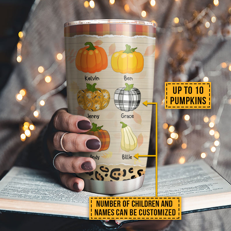 Grandmother Grandchildren Grandma's Little Pumpkins Family Fall Autumn Custom Tumbler