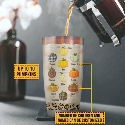 Grandmother Grandchildren Grandma's Little Pumpkins Family Fall Autumn Custom Tumbler