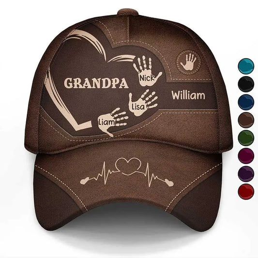 Grandpa Dad Kids Handprints - Personalized Classic Cap Hat The Next Custom Gift