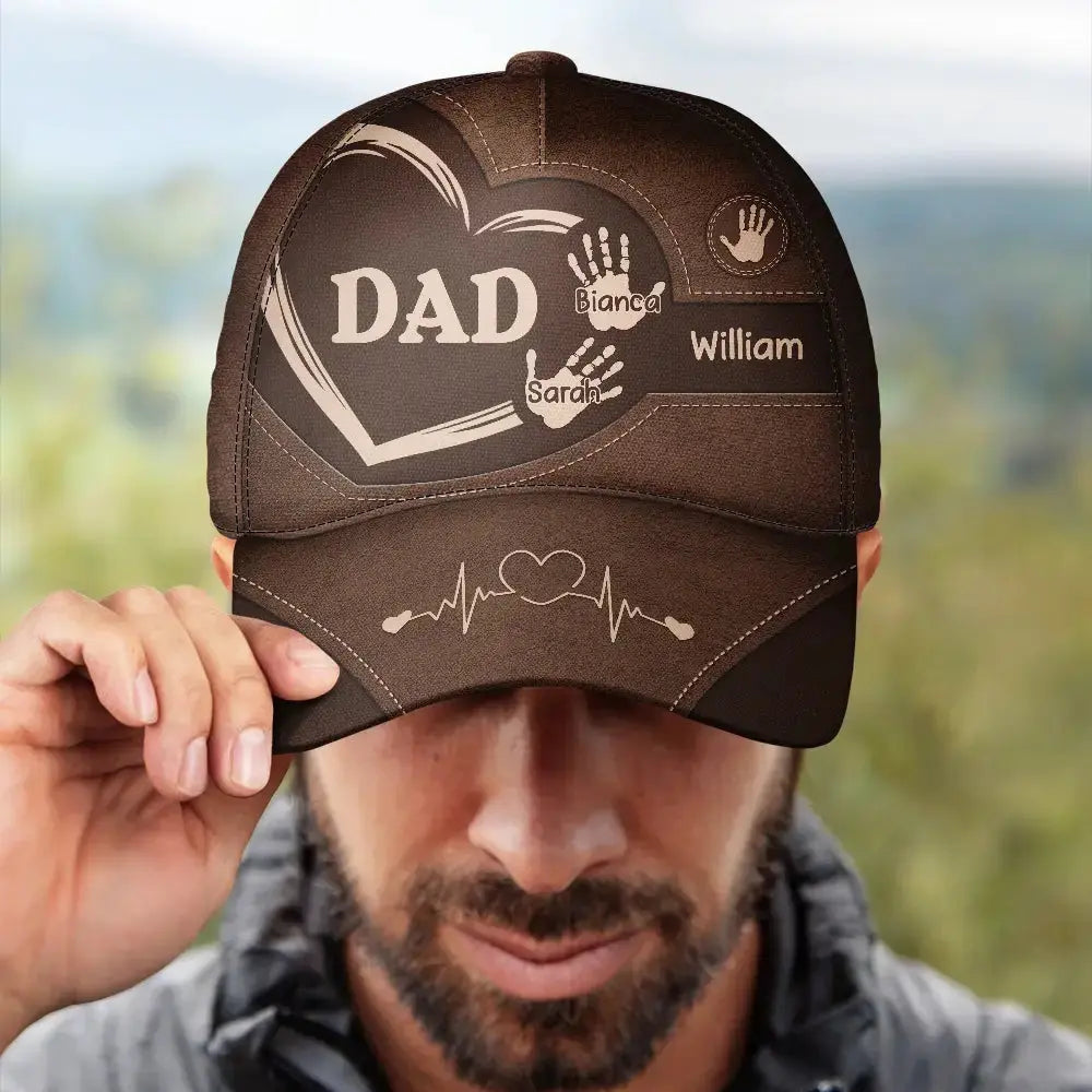 Grandpa Dad Kids Handprints - Personalized Classic Cap Hat The Next Custom Gift