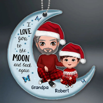 Grandpa Dad & Kid On Moon Christmas Gift Personalized Acrylic Ornament ornament The Next Custom Gift